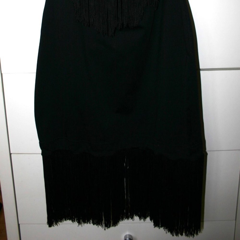 OZBEK Black Fringe Cocktail/Party Dress Made in Italy Size 6 Vintage Worn Once - Picture 10 of 12